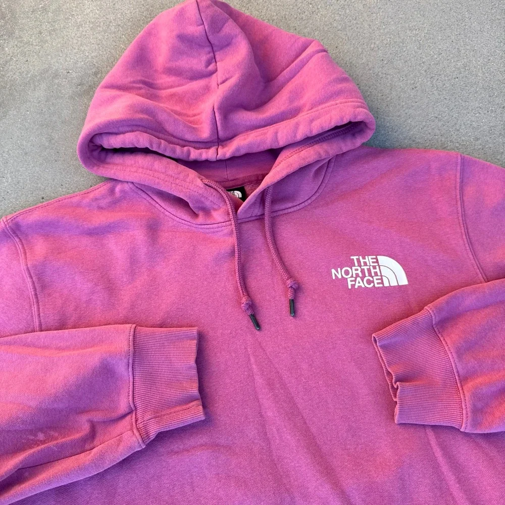 The North Face Mens Pink Pullover Hoodie Fleece Sweatshirt XL Logo Graphic